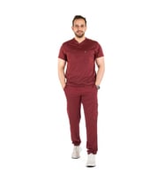 'Adrenaline'' Yüksek Kalite Doktor Hemşire Hastane Üniforması Scrubs Üst Parçası (Bordo)