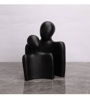 Sevgili Aşık Eş Figürler Biblo Heykel Dekor Sevgililer Günü Hediyelik 15x11x8 cm (Siyah)