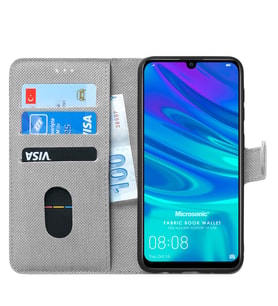 Microsonic Huawei Honor 10 Lite Kılıf Fabric Book Wallet (Gri)