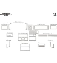 Meriç® VW Transporter T4 Ön Torpido Kaplama Maun 18 Parça 1998-2003 (Alüminyum)