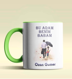 Kişiye Özel Bu Adam Benim Babam Tasarımlı Siyah Kupa Bardak (Yeşil)