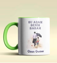 Kişiye Özel Bu Adam Benim Babam Tasarımlı Siyah Kupa Bardak (Yeşil)
