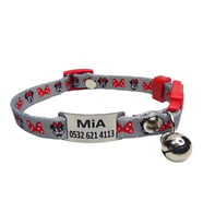 Güvenlik kilitli ( safety click ) Kedi tasması, kedi künyesi, kedi isimlik, sallanmayan kedi künyesi, isimli kedi tasması (Gri)