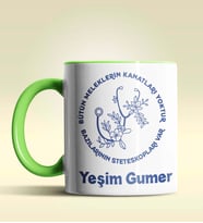 Kişiye Özel Steteskop Tasarımlı Turuncu Kupa Bardak (Yeşil)