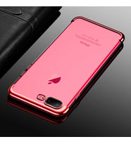 iPhone 7 Plus Kılıf Dört Köşeli Lazer Silikon Kılıf (Kırmızı)