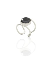 Kadir Jewellery 925 Ayar Gümüş Kaplama Zirkon Taşlı  Kadın Minimal Yüzük (Siyah)