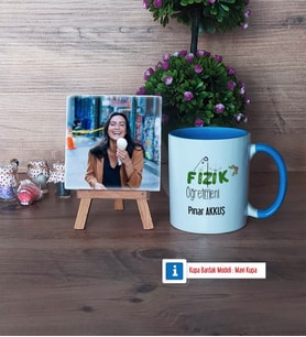 Fizik Öğretmeni Fotoğraflı Dekoratif Taş, Kupa Bardak Beyaz Hediye Öğretmenler Günü Hediyesi (Model 4)