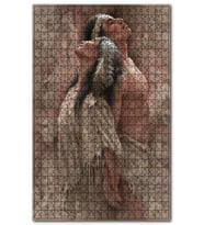 Cakapuzzle Sırt Sırta Vermiş Kızılderili Kadın ve Erkek Puzzle Yapboz MDF(Ahşap) (500 Parça)