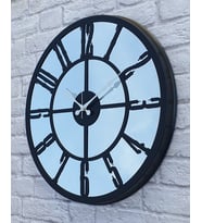 Markakanvas Metal  AYNALI Duvar Saati  ( Çap 50 cm -Çap 80 cm ) (Siyah)
