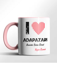 Kişiye Özel Adapazarı Seninle Daha Güzel Tema Siyah Renk Kupa (Pembe)