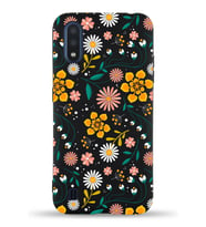 PrinfiFy Samsung Galaxy M01 Uyumlu Lansman Kılıf Çiçek Tasarımlı İçi Kadife Kapak (Siyah)