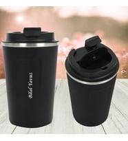 HEDİYESİ BİZDEN KİŞİYE ÖZEL İSİM BASKILI PASLANMAZ ÇELİK KAYDIRMAZ TABANLI TERMOS MUG 380 ML (Siyah)
