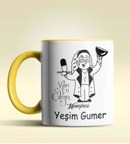Kişiye Özel Yılın En Çılgın Hemşiresi Temalı Turuncu Kupa Bardak (Sarı)