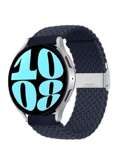 Sneezy Samsung Galaxy Watch 4 40-42-44-46mm Uyumlu 20mm Metal Klips Solo Fiberlink Örgü Kordon (Lacivert)