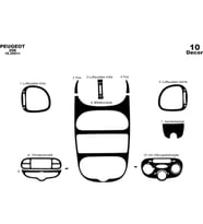 Meriç® Peugeot 206 Ön Torpido Kaplama Maun 10 Parça 2001-2010 (Piano Black)