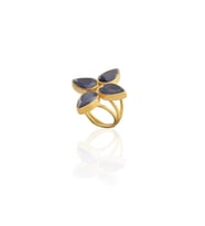 Kadir Jewellery 22 Ayar Altın Kaplama Zirkon Taşlı Kadın Otantik Yüzük (Mor)