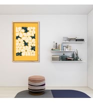 Tekli Ahşap Lamine Çerçeveli Mdf Tablo Sarı Çiçekler (Ahşap)