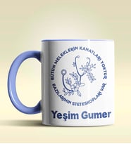 Kişiye Özel Steteskop Tasarımlı Turuncu Kupa Bardak (Mavi)