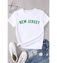 Unisex New Jersey Baskılı T-shirt (Beyaz)
