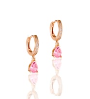 Gümüş Rose Zirkon Taşlı Damla Model Trend Halka Küpe (Pudra)