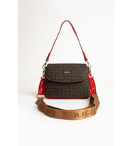 Just Polo Yeni Sezon Kolon Askılı 4 Bölmeli Kadın Omuz Çantası 25x15cm PBU2174 (KAHVE-KIRMIZI)