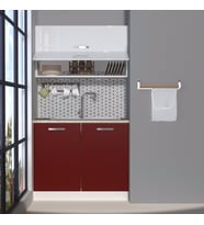 Decoraktiv Mini 100Y MDF Hazır Mutfak Dolabı - Tezgah Dahil (Bordo - Beyaz)