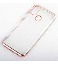 Galaxy M21 Kılıf İnce Köşeleri Renkli Şeffaf Silikon (Rose)