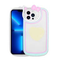 Uyumlu Model Apple iPhone 12 Pro Kılıf Kedi Figürlü Pop Soketli Kapak (Beyaz)
