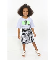 Toontoy Kız Çocuk Zebra Baskılı Elbise (Mavi)