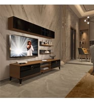 Decoraktiv Eko 5 Mdf Dvd Gold Tv Ünitesi Tv Sehpası - Parlak Beyaz (Siyah - Ceviz)