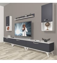 Decoraktiv Eko 270DA Mdf Retro Tv Ünitesi Tv Sehpası (Beyaz - Antrasit)