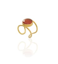 Kadir Jewellery 22 Ayar Altın Kaplama Kadın Zirkon Taşlı Yüzük (Kırmızı)