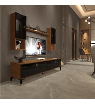 Decoraktiv Eko 5DA Mdf Std Gold Tv Ünitesi Tv Sehpası - Parlak Beyaz (Siyah - Ceviz)