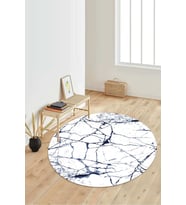 Dijital Baskılı Kaymaz Taban Yıkanabilir Yuvarlak Salon Halısı Koridor Halısı Paspas NDY-HT-419 (Lacivert)