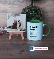 Arkadaşa Hediye Fotoğraflı Dekoratif Taş, Kupa Bardak Beyaz Hediye (Model 14)