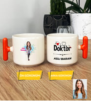 Kişiye Özel Karikatürlü Doktor Hediye T Kupa Bardak Kadın Doktora Hediye Tıp Bayramı Hediyesi (Turuncu)