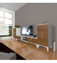 Decoraktiv Eko ON2 Mdf Dvd Gold Tv Ünitesi Tv Sehpası (Beyaz - Ceviz)