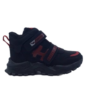 Trendyshose 04277 Kürklü Kaymaz Erkek Çocuk Spor Bot (Siyah-Kırmızı)