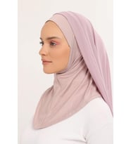 Hazır Lüks Pratik Hijablı  Şifon Şal (Pudra)