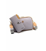 Just Polo Kadın Ayarlanabilir Askılı 6 Bölmeli Mini Çanta Ve Cüzdan Kombini PBU4023-1001 (Gri)