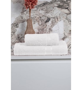 %100 Pamuk 2 Parça Kadın/Erkek Banyo Duş Hamam Havlu Seti 90x150 Cm (Beyaz)