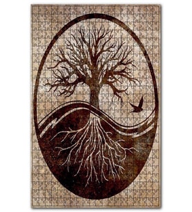 Cakapuzzle Ağaç ve Kökleri Yuvarlak Plan Puzzle Yapboz MDF (Ahşap) (1000 Parça)