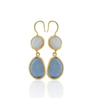 Kadir Jewellery 22 Ayar Altın Kaplama Kadın İnci Küpe -El İşçiliği Ve Hipoalerjenik Küpe (Gece Mavisi)