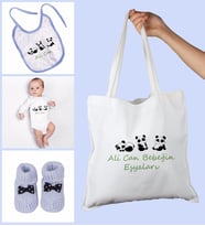eJOYA Bebeklere Özel Çantasında Kişiye Özel Zıbın Önük Ve Patik Bebek Hediye Seti 109763 (Mavi)