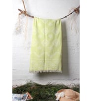 %100 Pamuk 90x180 Peştemal Plaj Havlusu Etnik Desen Jakarlı (Yeşil)