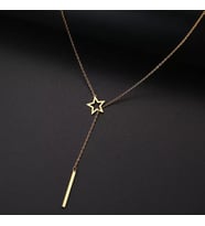 Kişiye Özel 925 Ayar Gümüş İç İçe Yıldız Çubuk Bar Kolye (Gold)