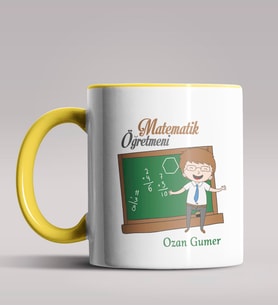 Kişiye Özel Matematik Öğretmeni Tasarımlı Siyah Renk Kupa 9 (Sarı)