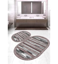Dijital Baskılı Kaymaz Taban Yıkanabilir Oval 2'li Klozet Takımı Banyo Paspası NOKZ-SD-239 (Çok Renkli)