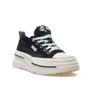 Guja 25Y389 Kadın Dili Taşlı Sim Bağ Kalın Taban Sneaker (Siyah)