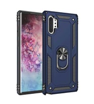 Samsung Galaxy Note 10 Plus Uyumlu Kılıf Standlı Manyetik Yüzüklü Military Magnetic Ring Polycarbonate and TPU Case (Lacivert)